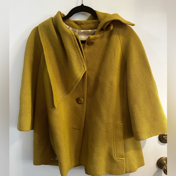 Anthropologie Tabitha Yellow Wool Blend Ascot Swing Coat - Picture 2 of 5